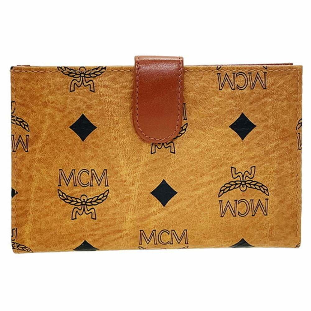 MCM Visetos Glam Wallet, PVC, Cognac Brown/Camel, Bi-fold Compact, VISETOS HH...